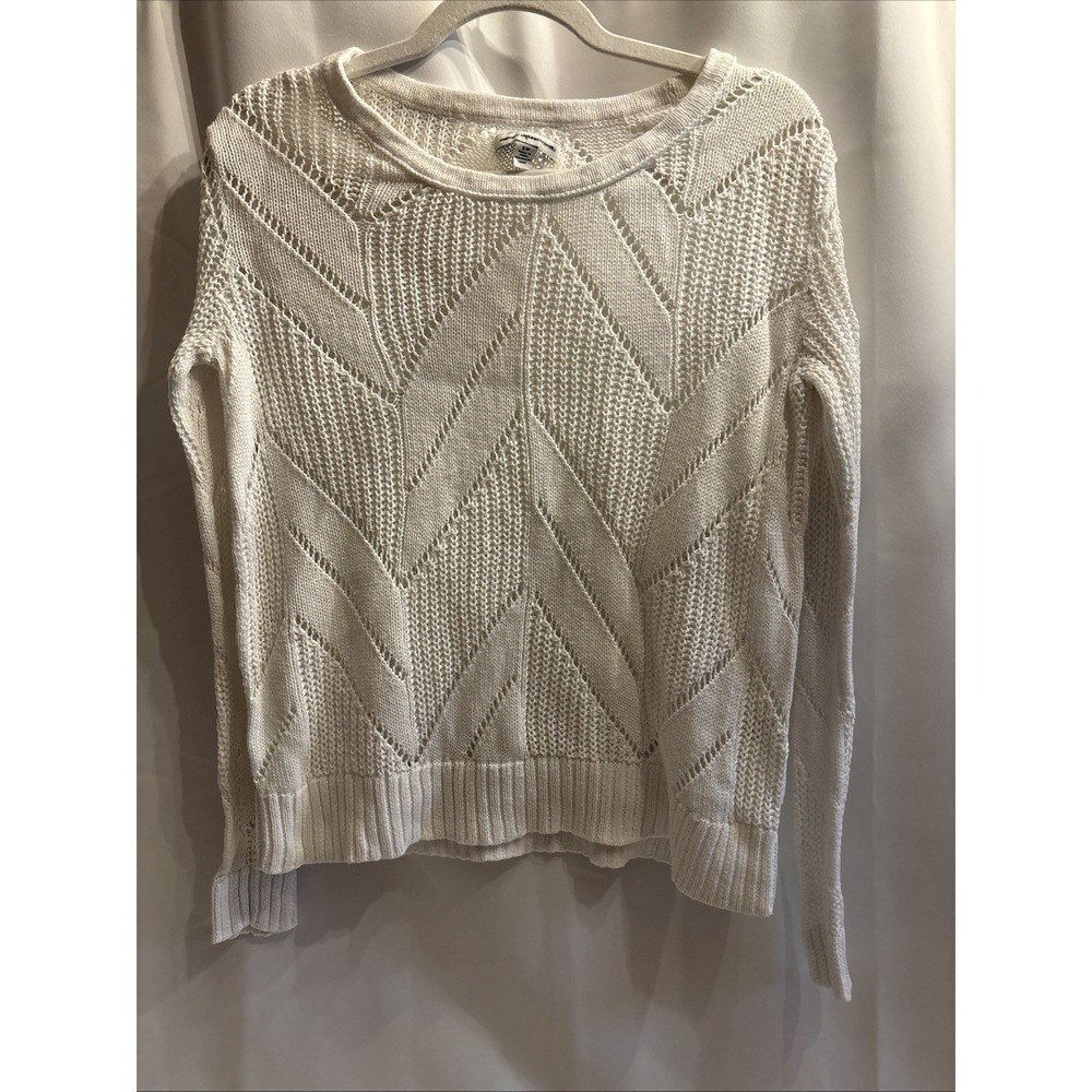 American Eagle Outfitters Chevron Crew neck White Knit Top S Boho Festival